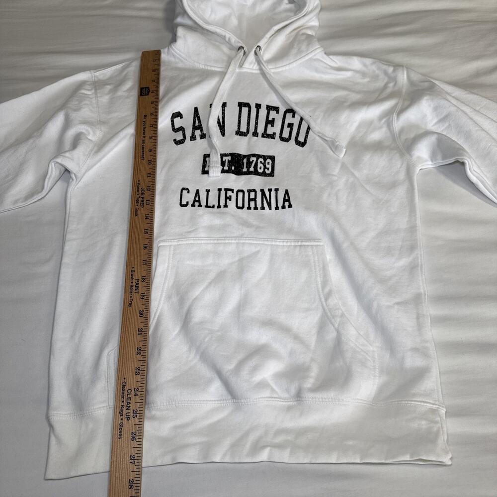 San Diego California Spellout Graphic White Hooded Sweatshirt Womens Large - Picture 5 of 11
